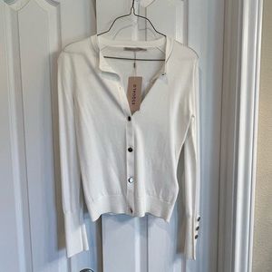 Esqualo Split Cuff Cardigan, XS, color: white, NWT
